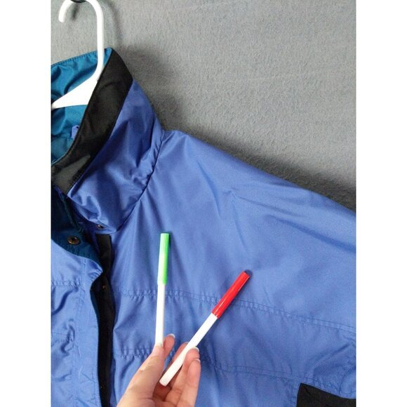VNTG COLUMBIA Womens Bugaboo Jacket SZ L Zip Snap Button Windbreaker Collar Blue - Picture 8 of 13